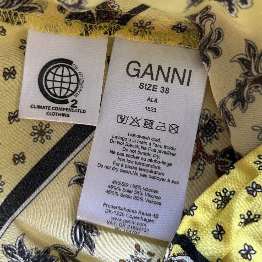 Ganni Silk Mix Maxi Skirt in Minion Yellow ASO Emily in Paris